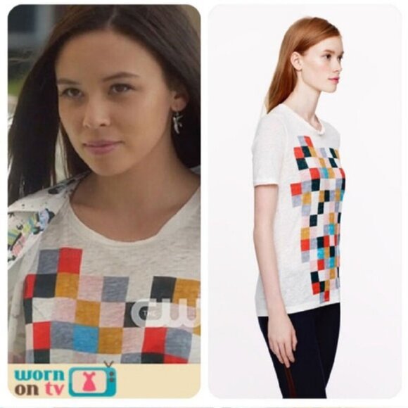 J. Crew Grid Block Linen tee! Celebrity Fave. Small - Picture 4 of 11